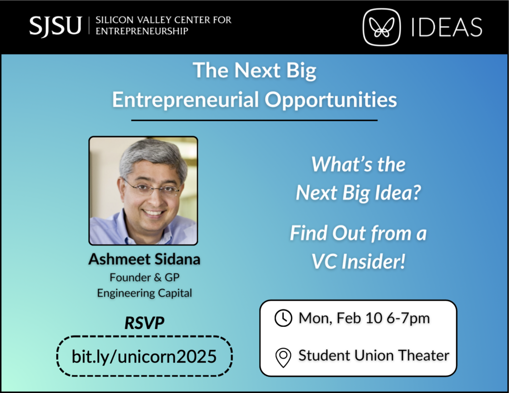 SVCE-IDEAS Speaker Session: The Next Big Entrepreneurial Opportunities @ SJSU Student Union Theater